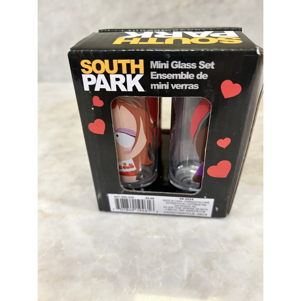 ZAK South Park Set of 4 Mini Glass Set 2oz Shot Valentine New in Package